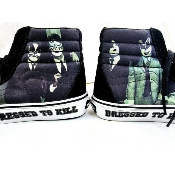 Vans Size Men's 6 Women's 7.5 Black KISS Dressed to Kill Hi Lace sneakers NEW - Picture 3 of 16
